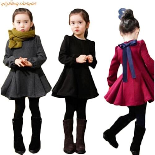 2018 fashion Girls Dress Autumn Winter Thick Velvet Cotton Children Clothing Ruffles Long-Sleeved Kids Dresses for Girls 2-7Y