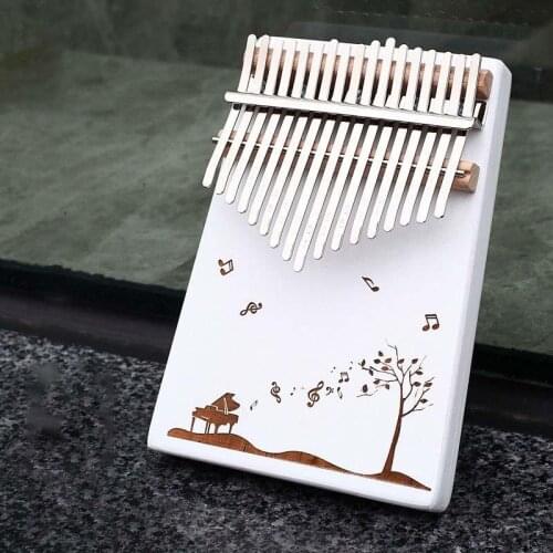 Kalimba 17 Key Thumb Piano Solid Wooden Pine Beginners Portable Finger Piano Musical Instrument with Learning Book Tune Hammer
