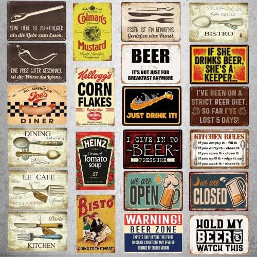 Kitchen Rules Tin Sign Plaque Metal Vintage Dinner Poster Wall Bar Cafe Shop Home Art kitchen Restaurant Decor 30X20CM XP-491A