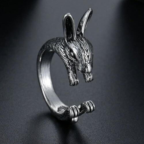 Adjustable Vintage Ring Hippie Chic Handmade Rabbit Bunny Animal Knuckles Rings for Women Girls Charm Gift Fashion Jewelry