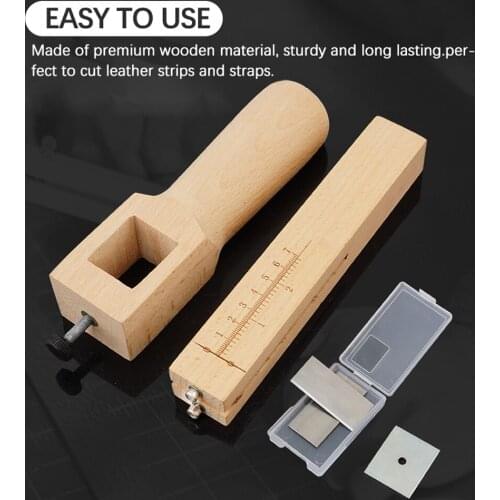 Adjustable Leather Straps Cutter Leather Belt Cutting Tool Wooden Leather Strips Cutter DIT Hand Leathercraft Tools