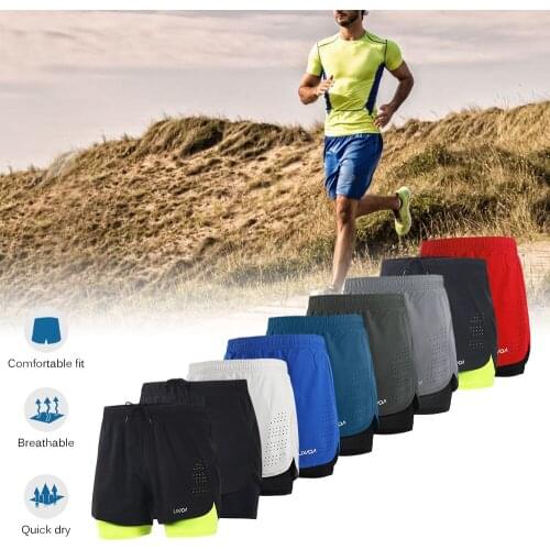 Outdoor Sports Sportswear Mens 2 in 1 Running Shorts Sports Shorts Quick Drying Training Exercise Jogging Cycling Shorts