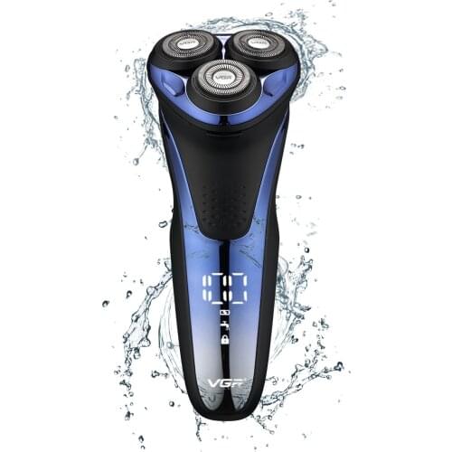 VGR 3Cutter Heads Wet Dry Shaving Machine Rechargeable Electric Shaver Portable Electric Razor for Men Beard Washable USB Charge