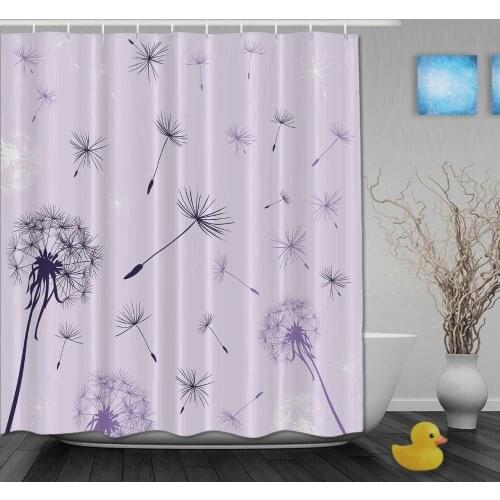 Custom Purple Dandelion And Stars Morden Style Shower Curtains Waterproof Fabric With Hooks High Quality Bathroom Shower Curtain