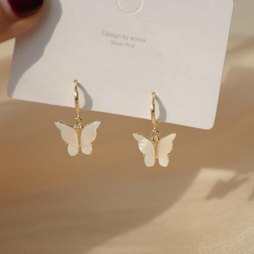 14K Real Gold Natural Shell Bowknot Ladies CZ Exquisite Small Earrings Cute Girls Daily Matching Accessories Jewelry