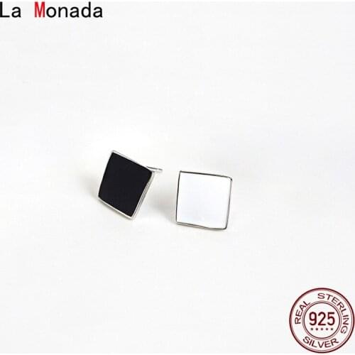 La Monada Geometric Rhombus Women Stud Earrings Korean 925 Sterling Silver Earrings For Women Jewelry Womens Earrings Stylish