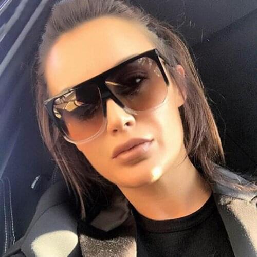 Q Vintage Sun Glasses Oculos De Sol UV400 Square Brand Designer Big Frame Women Sunglasses Feminino Gradient