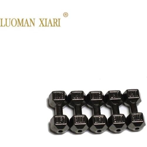 Wholesale 10/20pcs Lot Black Alloy Beads Dumbbells Spacers Beads Charms DIY For Jewelry Making Bracelet 7*20 mm