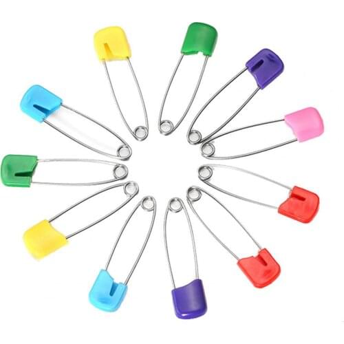 10Pcs Plastic Head Baby Pins Stainless Steel Cloth Diaper Nappy Clip Locking Brooch Buckles Nappy Care Shower Cloth Diaper Pins