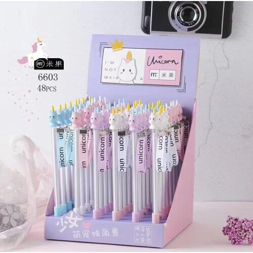 3 pcs/lot Kawaii Little Unicorn Ribbon Pendant Gel Ink Pen Signature Cute Pens School Office Writing Supply Promotional Gift
