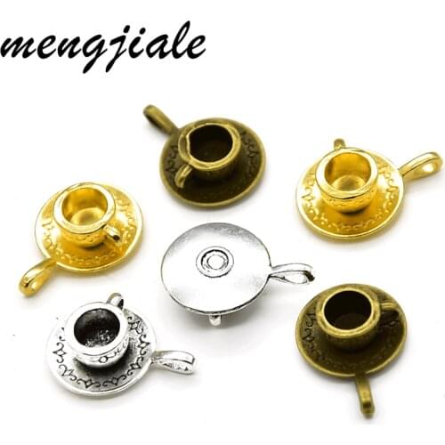 6pcs Wholesale Three Color 3D Coffee Cup Charms Zinc Alloy Metal Pendants For DIY Handmade Jewelry Accessories Making 26*19mm