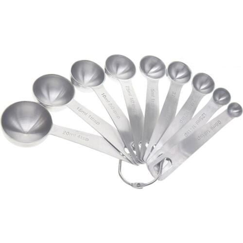 9PCS/Set Stainless Steel Spoons Baking Scale Measuring Seasoning Spoons