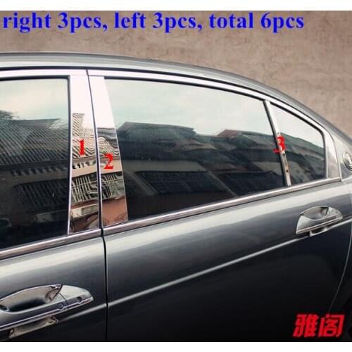 Free shipping! Higher star stainless steel 6pcs decoration trims of B pillar of window for Honda Accord 2008-2012