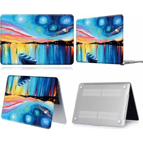 Boat Lake Paint Pattern Anti-slip Laptop Case For Apple Macbook 12/Air 11 13 A2337/Pro 13(A2251 A2289) 15 16 /Pro 13 A2338