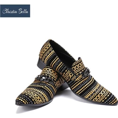 Christia Bella Men Leather Shoes Pointed Toe Mens Business Dress Shoes Mens Casual Dress Yellow Shoes Oxfords for Male Flats