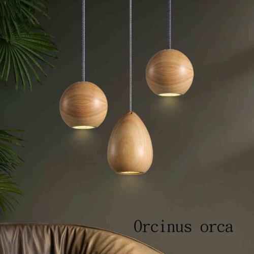 Southeast Asian style wooden spherical led creative personality Art Table Lamp Chandelier pinecone small chandelier bar