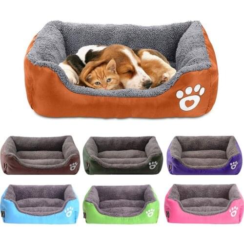 Pet Cat Dog Bed Sofa Washable House Soft Cotton Fleece Warm Mat Pad Kennel Mattress Cushion For Dog Cat Puppy Bulldog Easy Wash