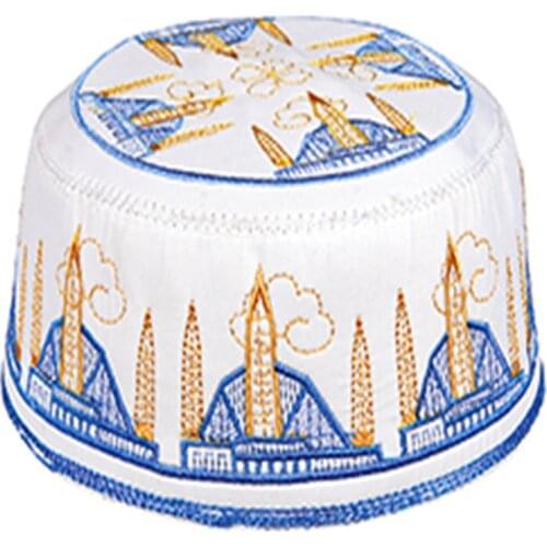 Cotton Islamic Style Men Hat embrodery Muslim Prayer Cap Turkish Arabic Taqiyah Tagiya Topi Kufi Skull Caps 20 Colors H-57