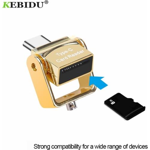 KEBIDU USB-C TF Micro SD Memory Card Reader with keychain USB 3.1 Type C Card Reader For Samsung Macbook Pro Letv Huawei