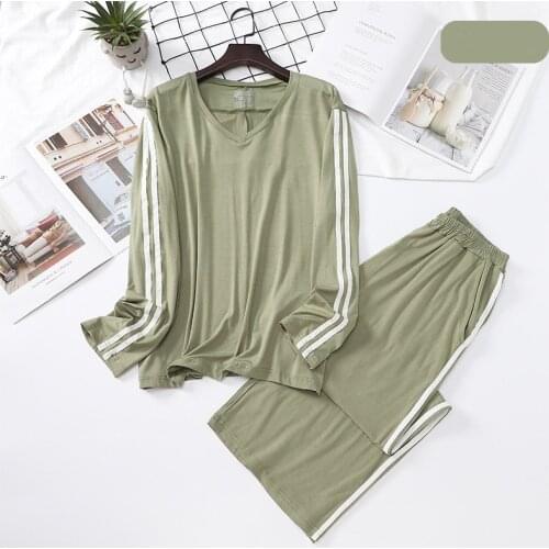 2 Piece Set Autumn Long Sleeve Casual Home Clothes for Women Loose Sleepwear Modal Cotton Pajamas Spring Summer Ladies Homewear