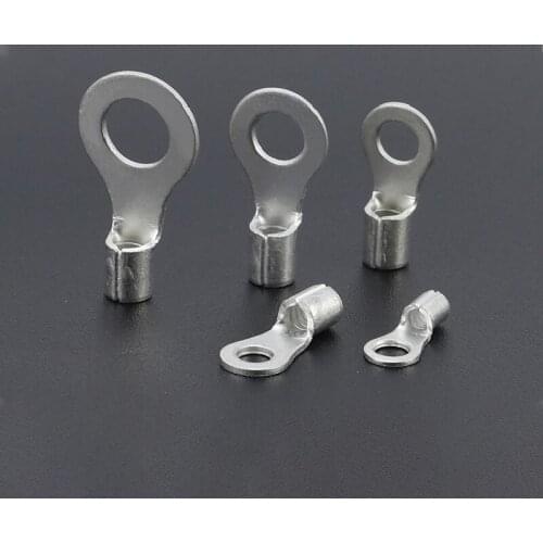 100PCS SNB RNB Non-Insulated Ring Fork U-Type Terminal Assortment Kit Cable Wire Connector Crimp Tin-Plated Brass Terminals