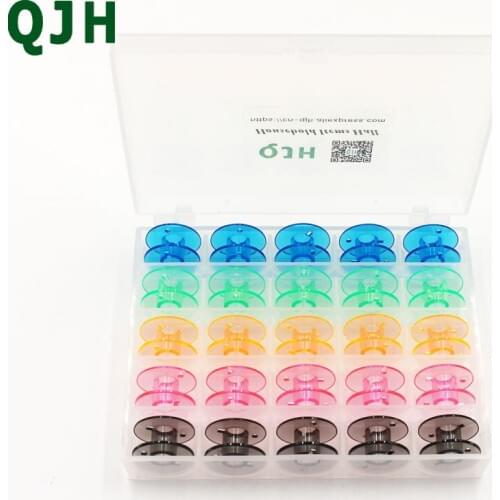 25Pcs Storage Box for Sewing Machine Empty Bobbins Sewing Machine Grid Clear Colorful Plastic Case Spools With Thread Storage