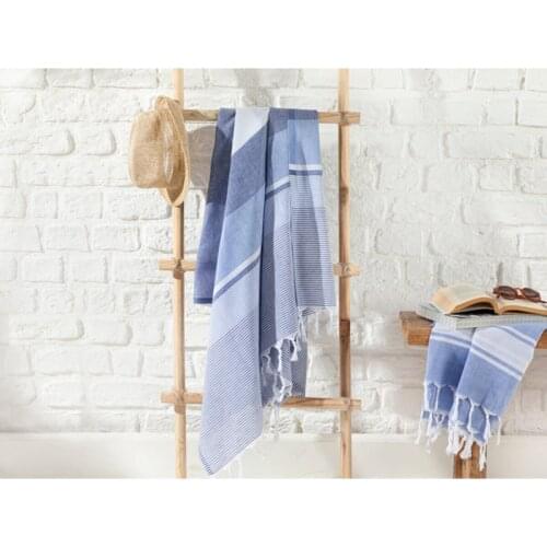 Royal Stripe Cotton Peshtamal 95x165 Cm Navy Blue-Blue