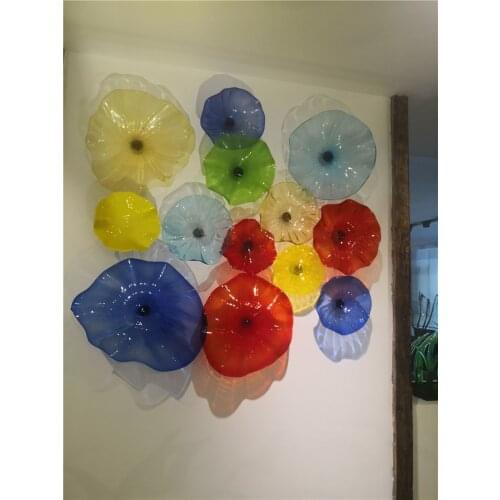 Colorful Wall Decorated Glass Plates, Hand Blown Customized Italy Designer Murano Art Wall Plate Lighting