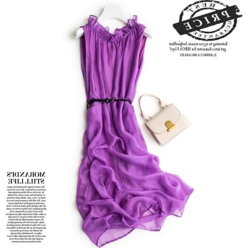 Summer Dress 100% Real Silk Ladies Dresses Women Clothes 2021 Korean Casual Elegant Vintage Dress Fashion Fit Vestidos LW