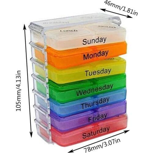 Portable Small Pill Box One Week Sealed Medicine Box 7-Layer Folding Small Pill Case Medicine Storage Tablet Container