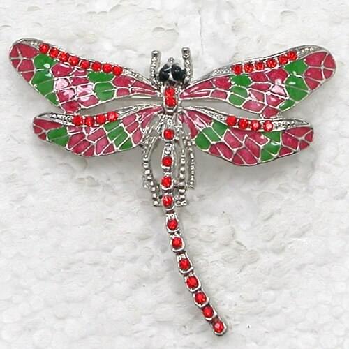Fashion Red Rhinestone Enamel Dragonfly Pin brooches C180 C