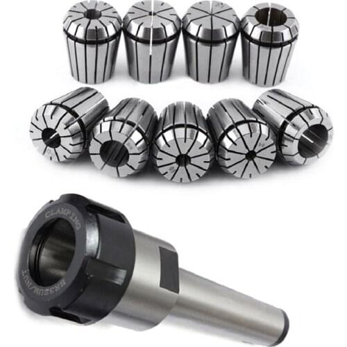 10Pcs ER32 Spring Collets Set 2/4/6/8/10/12/16/18/20mm + MT3 M12 ER32 Collet Chuck Morse Taper Holder