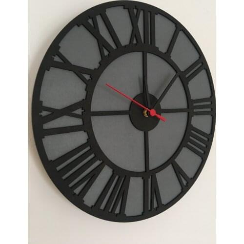 North Is Black Circle Roman (Black) Decorative Wall Clock 30 Cm