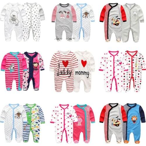 Newborn Pajamas 1/2Pcs Baby Girl Romper Long Sleeve Infant Sleeper Cartoon Print Toddler Boy Clothes 100% Cotton Bebe Onsies