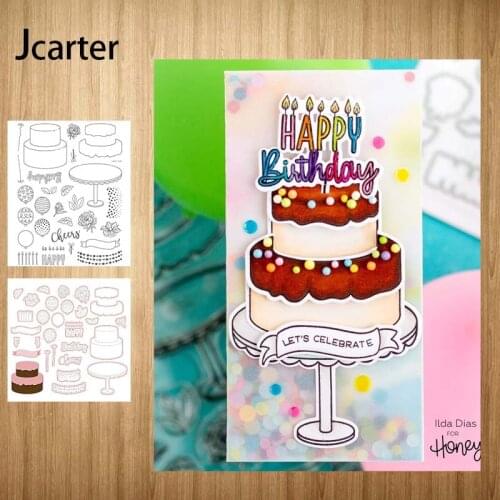 New Design Cake Balloon Tray Flowers Metal Cutting Dies and Clear Stamps Craft Stencil Scrapbook Album Paper Make Template Decor