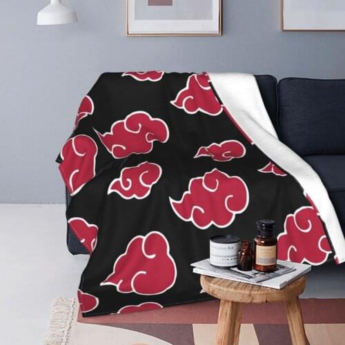 Red Cloud Japan Anime Blanket Fleece Summer Akatsuki Ninja Uzumaki Uchiha Breathable Super Warm Throw Blanket for Home Bedroom