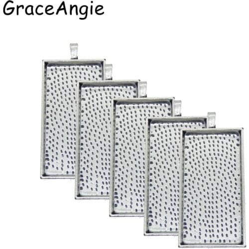 5Sets Pendant Trays Rectrangle Bezel with Glass Cabochon Clear Dome Tiles for Crafting DIY Jewelry Making Photo PendantColor
