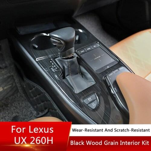 QHCP Central Gear Shift Panel Cover Inner Door Bowl Sticker Rear Armrest Outlet Frame Black Wood Grain For Leuxs UX260H Modified