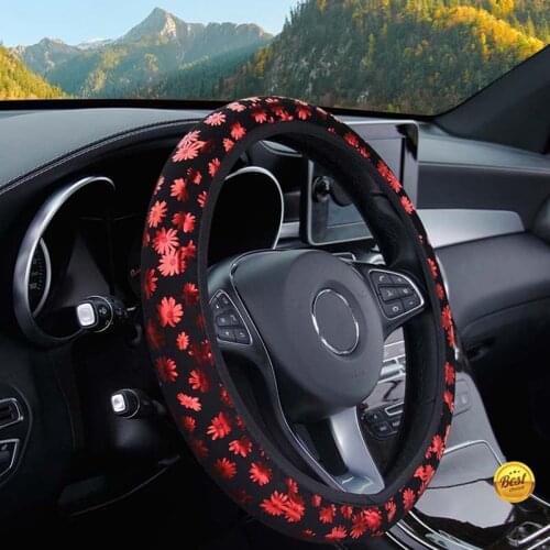 Chrysanthemum Elastic Band Steering Wheel Cover Shiny Snowflake 14.5 inches to 15 inches in Diameter Car Accessories Universal