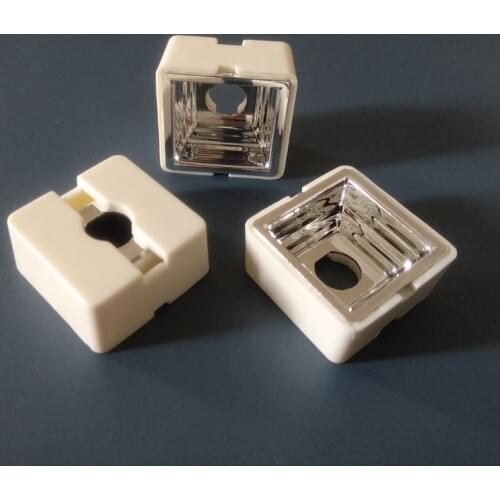 RYM-25 High quality Led Reflector Cup ,Size: 22.8X22.8X10.3mm, With holder size: 25X25X12.4mm, Degree: 90 , Clean Surface, PC