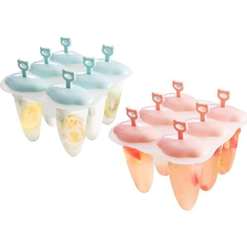 6 Cavity Silicone Popsicle Mould Homemade Ice Cream Model Practical Baking Utensils