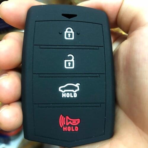 Key FOB Case Cover Smart Remote Silicone Pouch Cap Repair For Hyundai 2017 2018 Genesis G80 G90 BLACK
