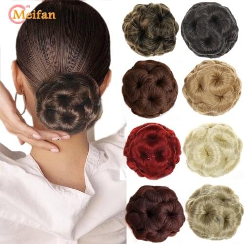 MEIFAN Women Chignon Donut Clip in ponytail Extensions Nine Flowers Hair Bun High Temperature Fiber Synthetic Hair Bun Chignon