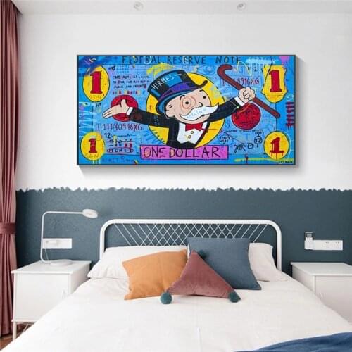 Modern Graffiti Pop Art Street Monopoly Art Money Poster Painting Canvas Print Poster Wall Picture for Living Room Home Decor