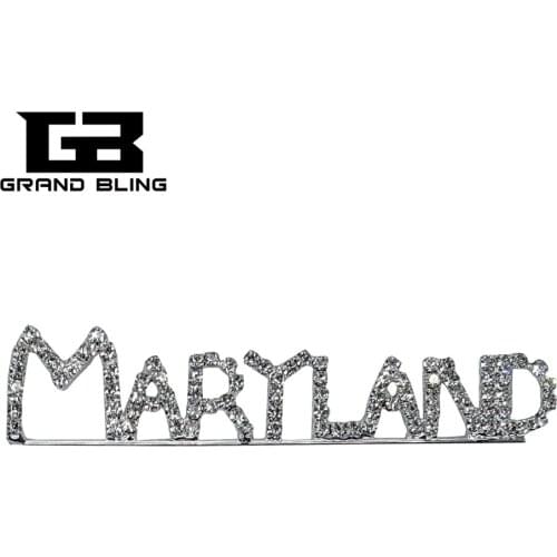 USA States Theme Gift Bling Rhinestone "MARYLAND" State Word Pin Crystal Brooch Jewelry