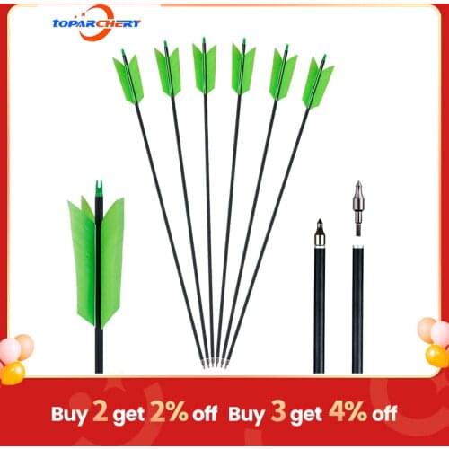 Archery 31.5Inch Carbon Arrow Practice Hunting Arrows with Removable Tips and 4 Vanes for Compound & Recurve Bow