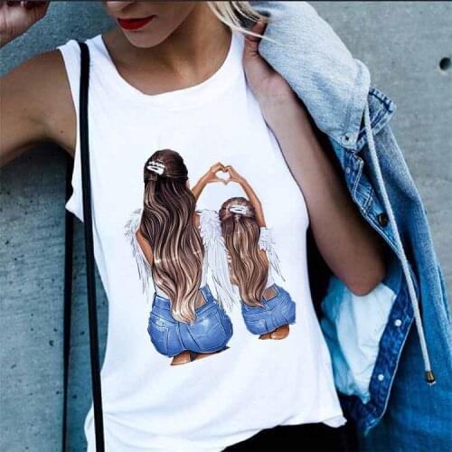 Women Cartoon Mom Mother daughter Print Lady Tank Tops Female Graphic New Summer Femme sleeveless Top Clothing Mothers Day Gift