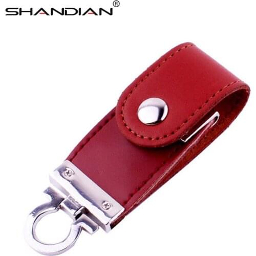 SHANDIAN Hot sell metal leather keychain pendrive usb flash drive 64gb 32GB 16gb 4GB commercial usn flash drive Memory Stick usb