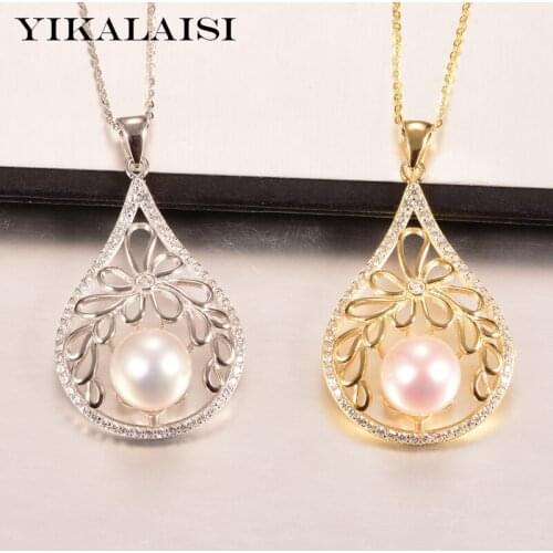 YIKALAISI 925 Sterling Silver Jewelry Pearl Pendants 2020 Fine Natural Oblate Pearl jewelry 11-12mm Pendants For Women wholesale