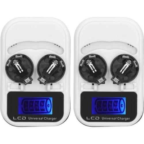 2Pcs AC100-240V LCD Button Battery Charger For LIR2016 2025 2032 ML2016 2025 2032 Good Performance